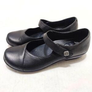 Dansko Mary Jane Button Strap Black Leather Womens Shoes Size 9.5-10 EU 40